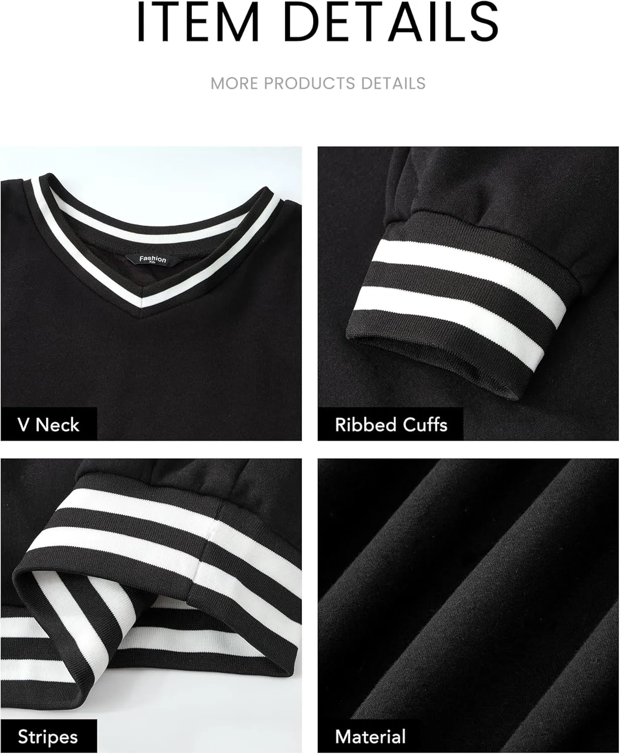 PRETTYGARDEN Women's Oversized Sweatshirts Casual Long Sleeve Stripes Knit V Neck Pullover Top Spring Teens Preppy Clothes