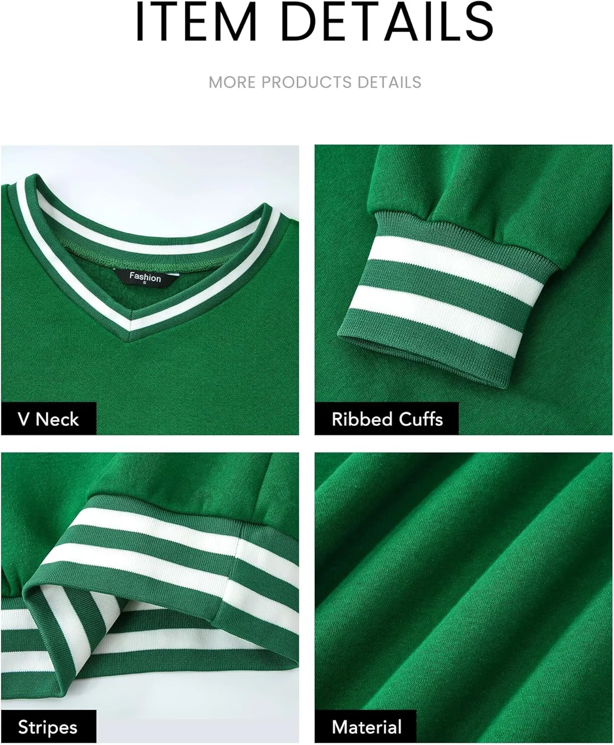 PRETTYGARDEN Women's Oversized Sweatshirts Casual Long Sleeve Stripes Knit V Neck Pullover Top Spring Teens Preppy Clothes