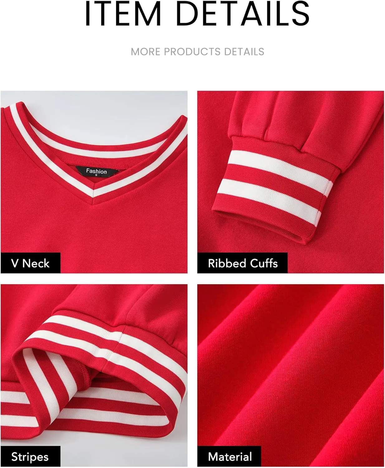 PRETTYGARDEN Women's Oversized Sweatshirts Casual Long Sleeve Stripes Knit V Neck Pullover Top Spring Teens Preppy Clothes