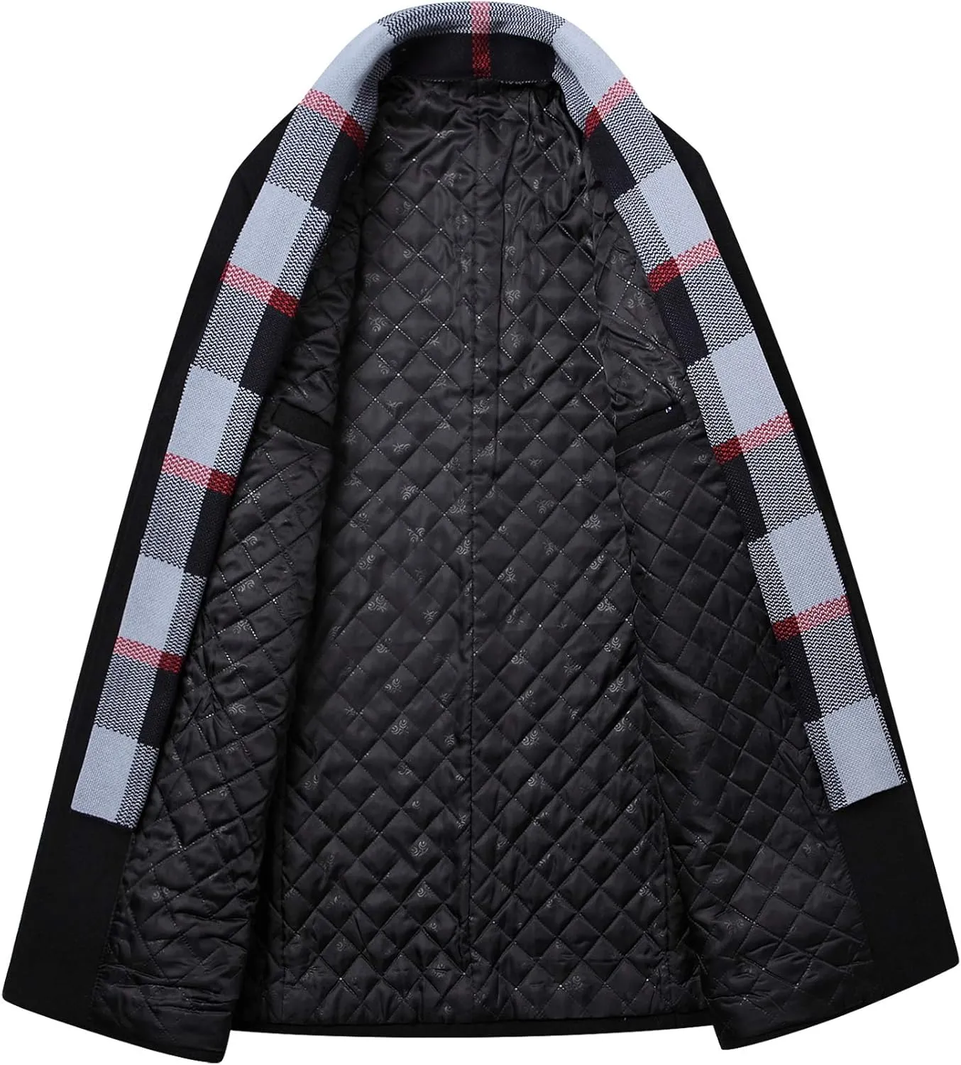 PRIJOUHE Men's Wool Coat Winter Coat Slim Medium Long Coats Overcoat Male