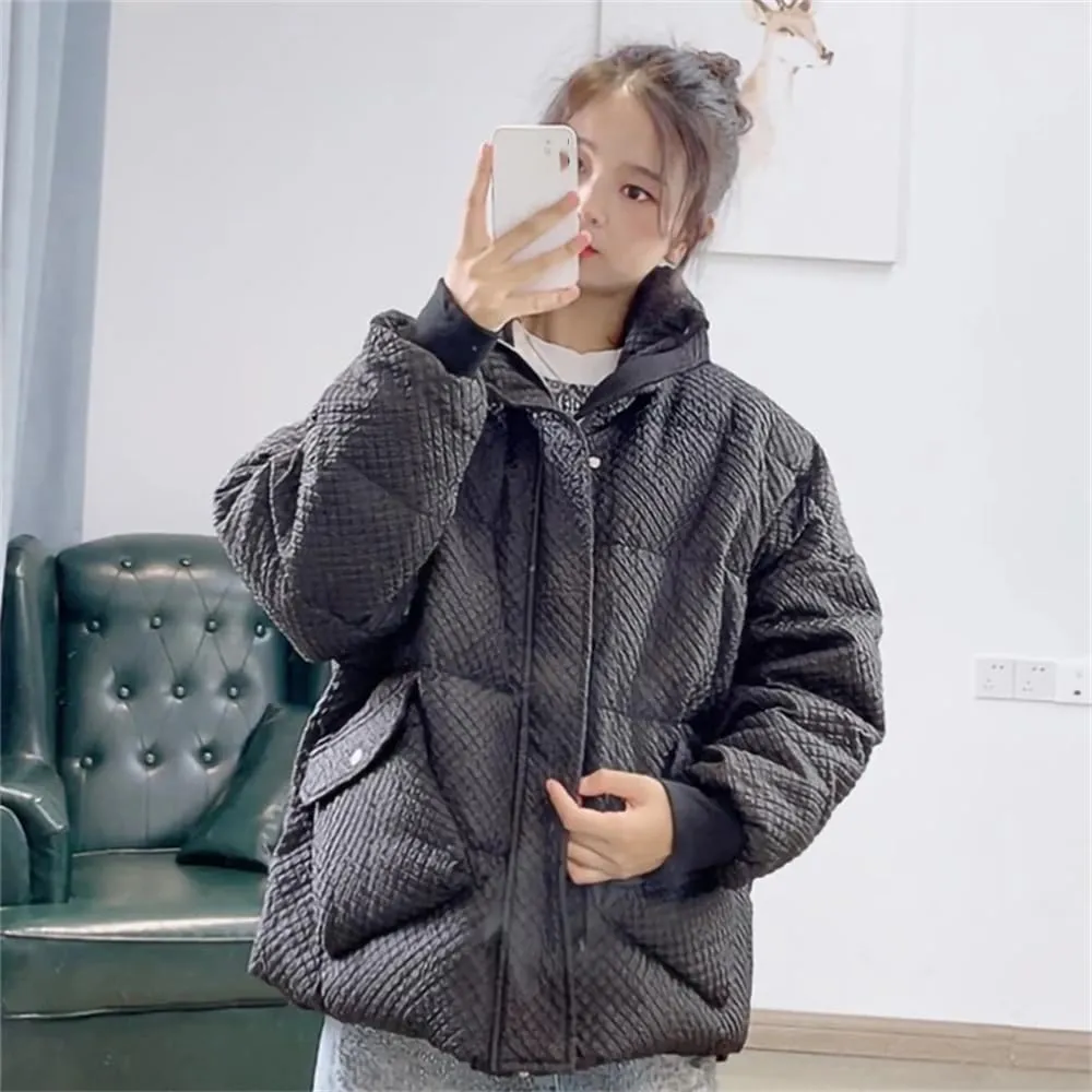 Pulcykp Women's Down Jackets Coat Stand Collar Thicken Warm Puffer Cotton Padded Outwear
