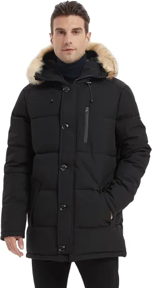 PUREMSX Winter Coat for Men, Warm Windproof Insulated Thick Outdoor Padded Parka Jackets