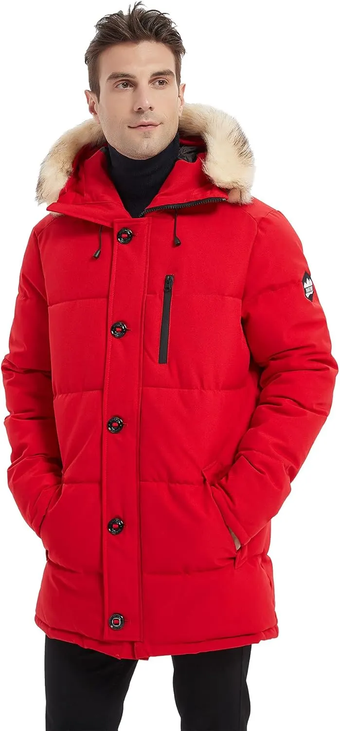 PUREMSX Winter Coat for Men, Warm Windproof Insulated Thick Outdoor Padded Parka Jackets