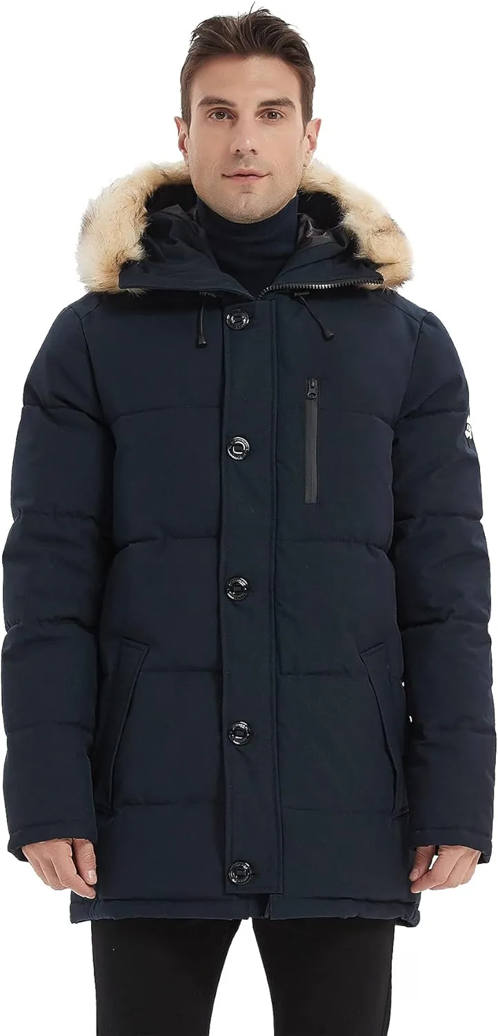 PUREMSX Winter Coat for Men, Warm Windproof Insulated Thick Outdoor Padded Parka Jackets
