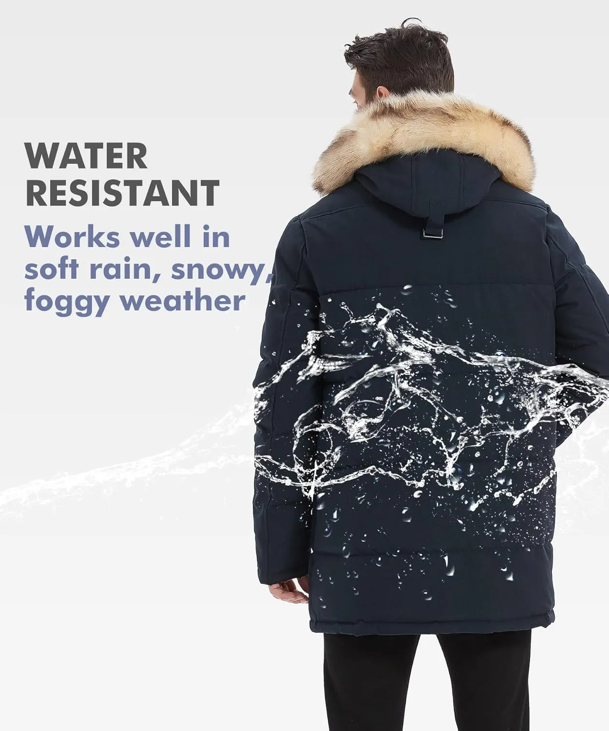 PUREMSX Winter Coat for Men, Warm Windproof Insulated Thick Outdoor Padded Parka Jackets