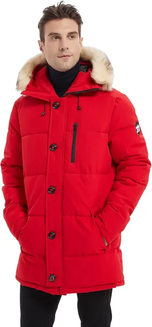 PUREMSX Winter Coat for Men, Warm Windproof Insulated Thick Outdoor Padded Parka Jackets