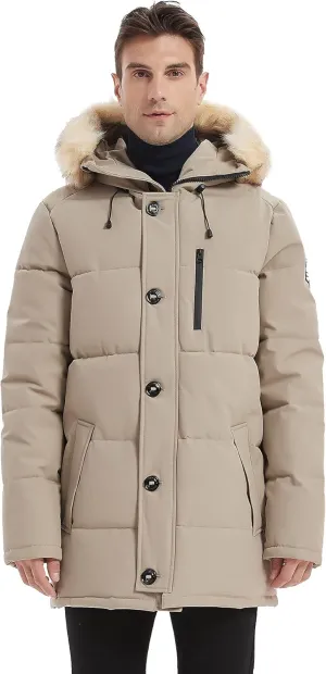 PUREMSX Winter Coat for Men, Warm Windproof Insulated Thick Outdoor Padded Parka Jackets