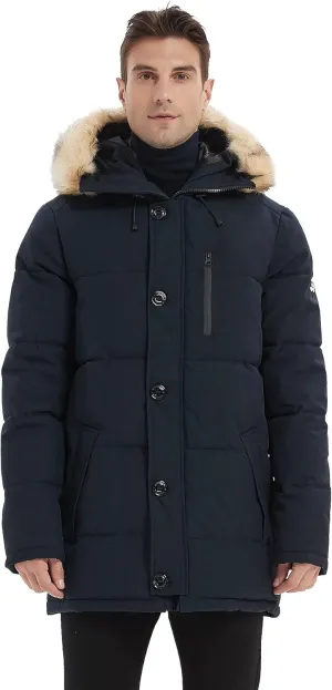 PUREMSX Winter Coat for Men, Warm Windproof Insulated Thick Outdoor Padded Parka Jackets