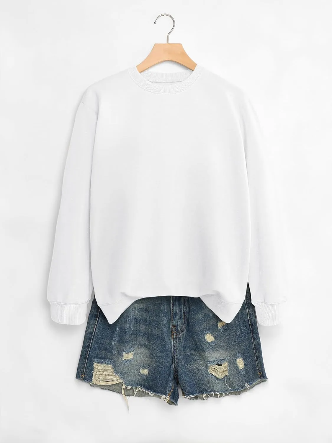 QYZ-Top Women's Casual Crew Neck Sweatshirts Long Sleeve Solid Tunic Tops Loose Pullovers