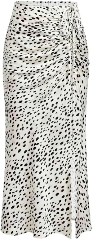 Relipop Women's Floral Boho Midi Skirt with Slit High Waisted Elastic Ruched Skirts Summer Sexy Leopard Print Skirt