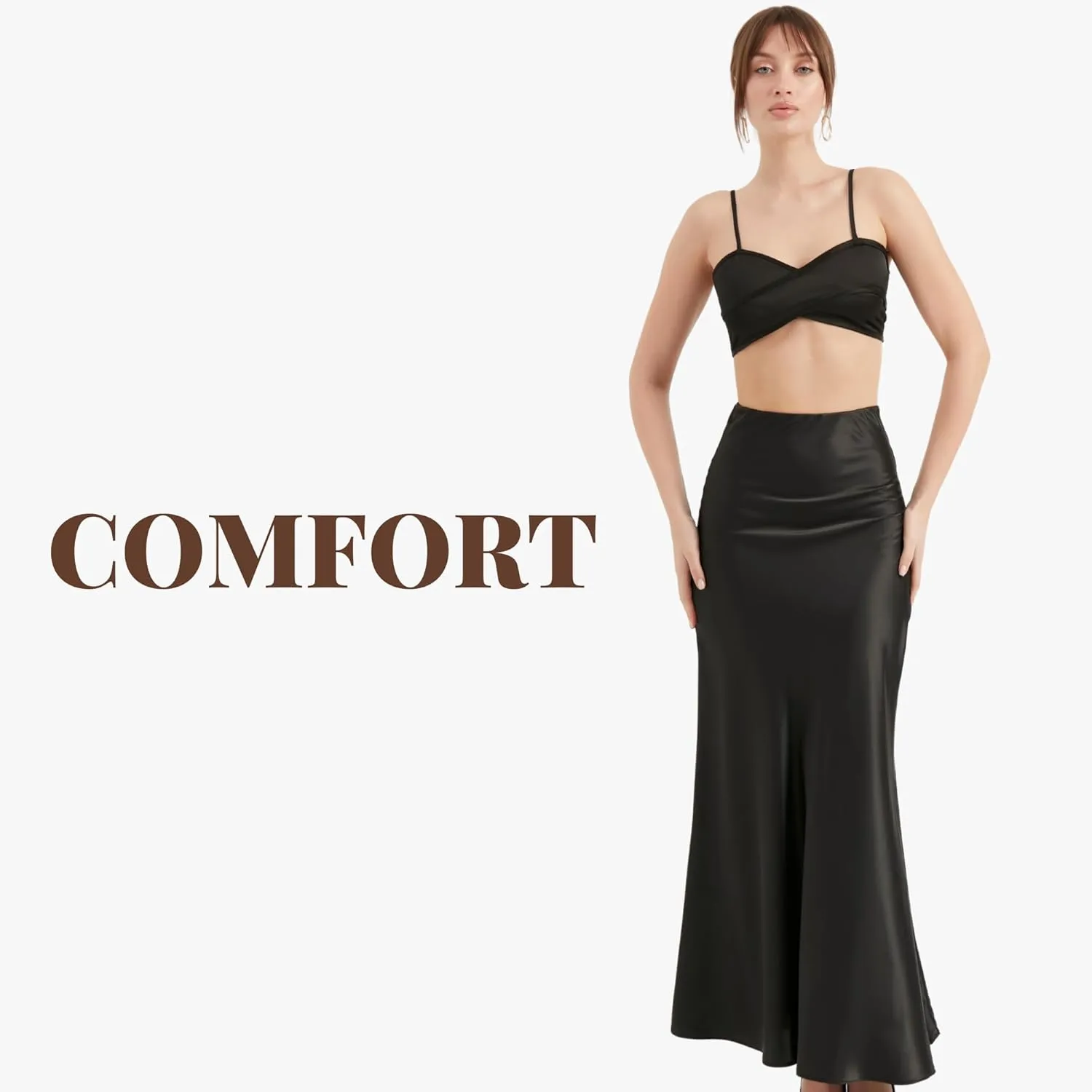 Satin Skirt for Women's | High Waist Pleated Flowy Maxi Skirts | Casual Women Clothing