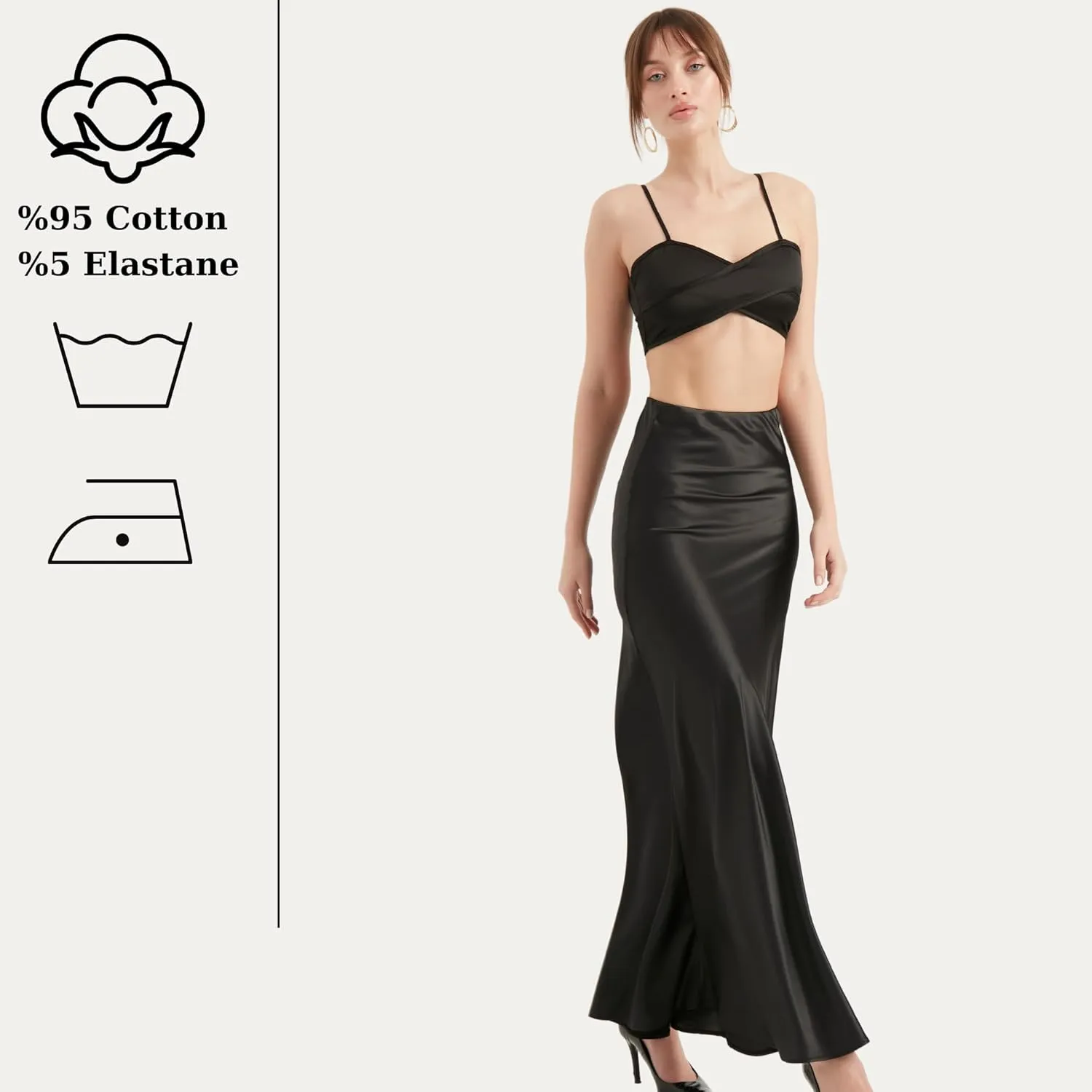 Satin Skirt for Women's | High Waist Pleated Flowy Maxi Skirts | Casual Women Clothing
