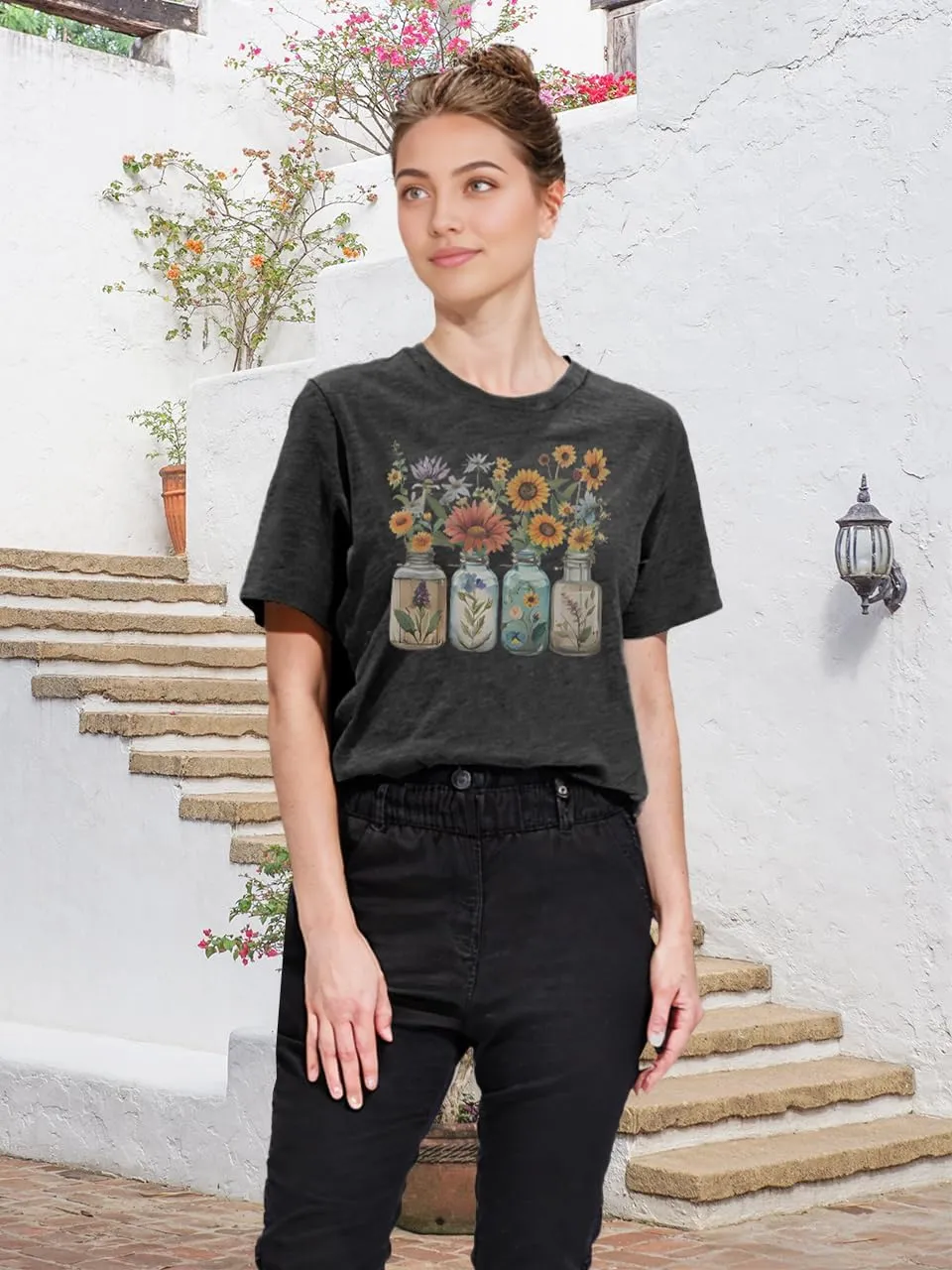 Savarana Graphic Tees for Women Be Kind Letter Print Shirts Funny Love Heart T Shirt Inspirational Happy Short Sleeve Tops