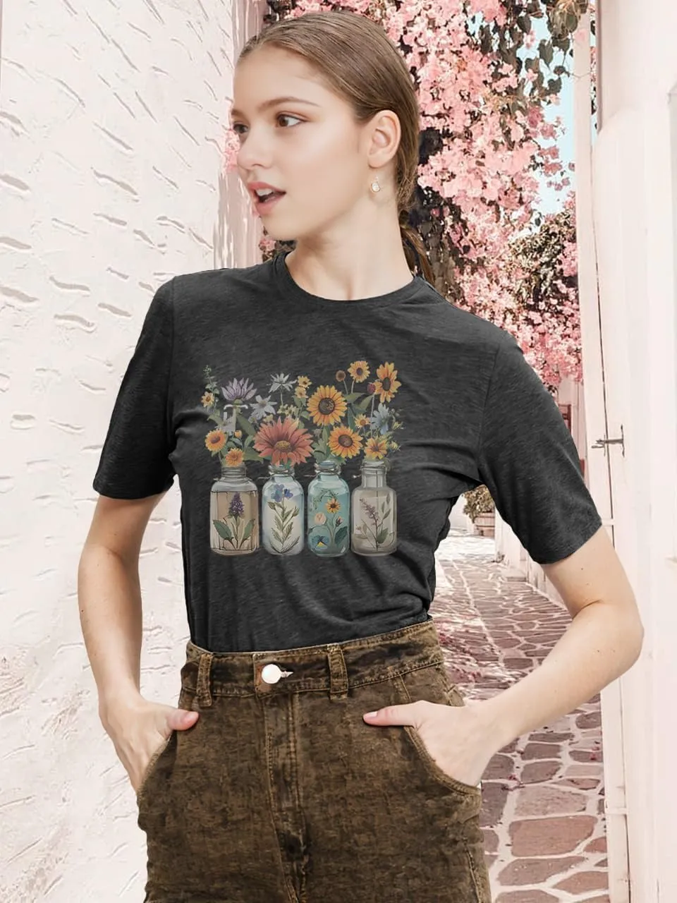 Savarana Graphic Tees for Women Be Kind Letter Print Shirts Funny Love Heart T Shirt Inspirational Happy Short Sleeve Tops