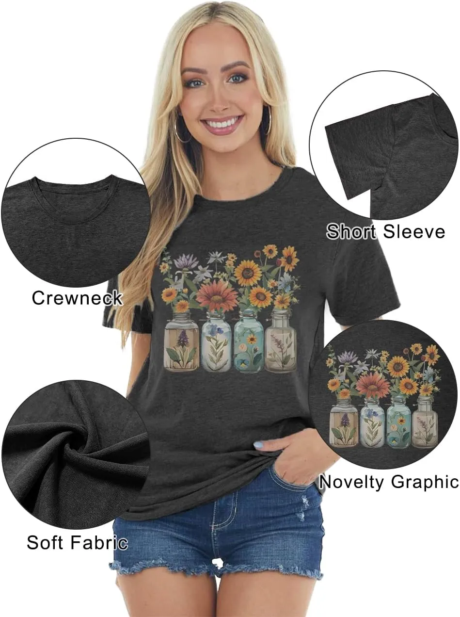 Savarana Graphic Tees for Women Be Kind Letter Print Shirts Funny Love Heart T Shirt Inspirational Happy Short Sleeve Tops