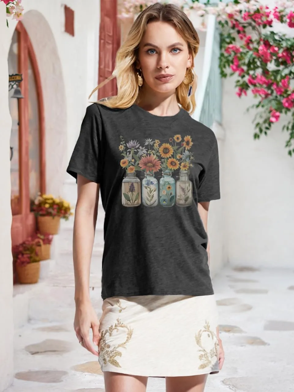 Savarana Graphic Tees for Women Be Kind Letter Print Shirts Funny Love Heart T Shirt Inspirational Happy Short Sleeve Tops