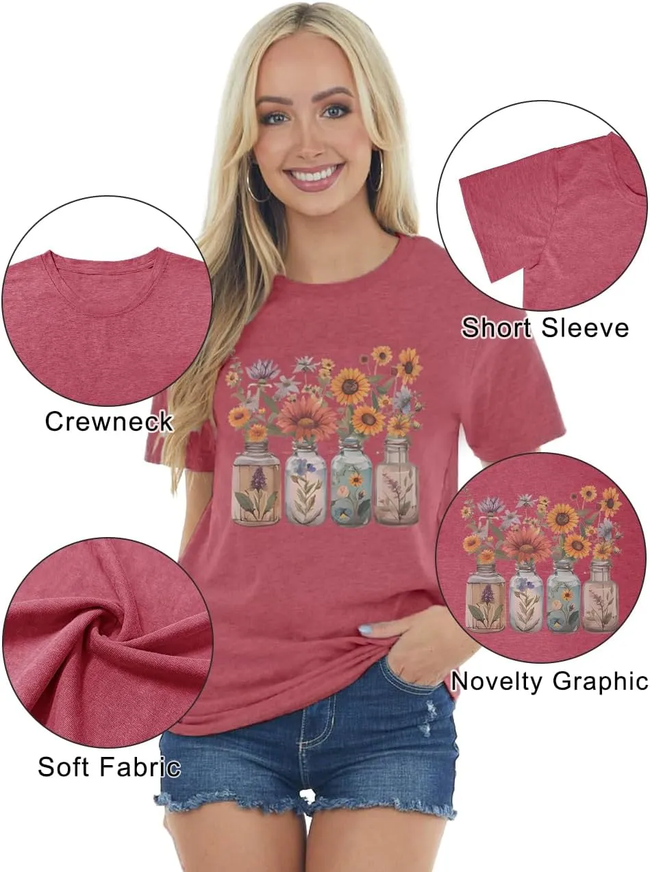 Savarana Graphic Tees for Women Be Kind Letter Print Shirts Funny Love Heart T Shirt Inspirational Happy Short Sleeve Tops