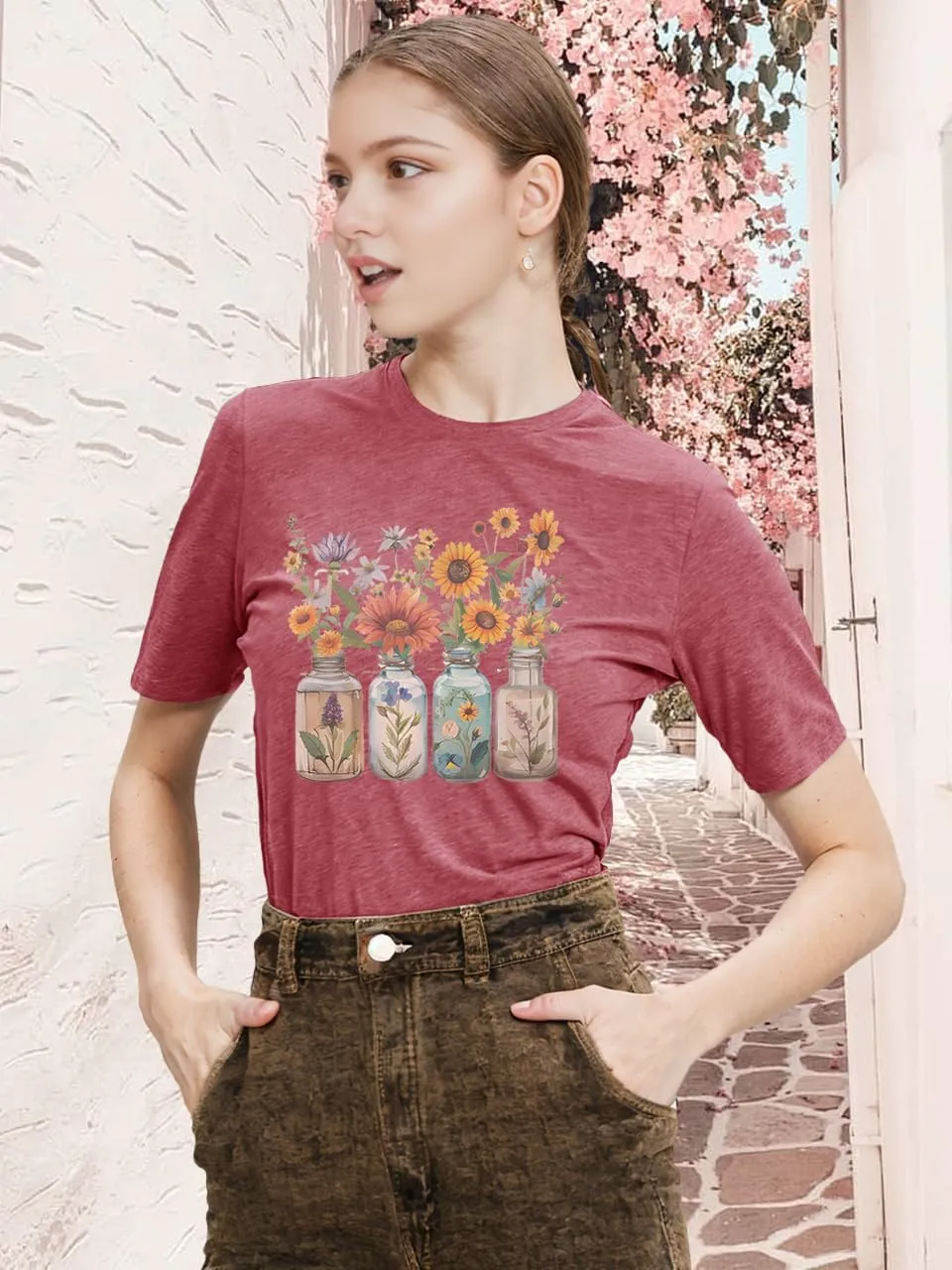 Savarana Graphic Tees for Women Be Kind Letter Print Shirts Funny Love Heart T Shirt Inspirational Happy Short Sleeve Tops