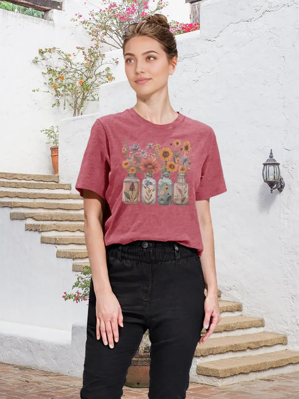 Savarana Graphic Tees for Women Be Kind Letter Print Shirts Funny Love Heart T Shirt Inspirational Happy Short Sleeve Tops