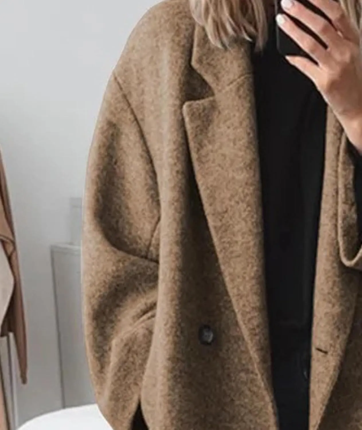 SEMATOMALA Women's Winter Double Breasted Pea Coat Oversized Notch Lapel Long Trench Coat Warm Wool Blend Jackets