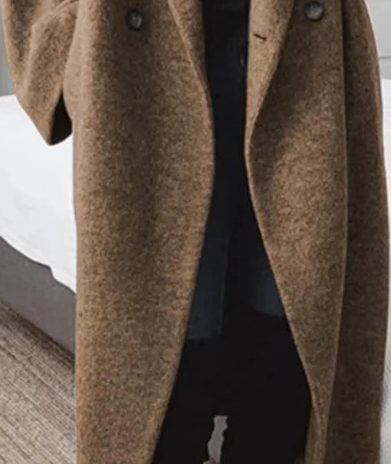 SEMATOMALA Women's Winter Double Breasted Pea Coat Oversized Notch Lapel Long Trench Coat Warm Wool Blend Jackets