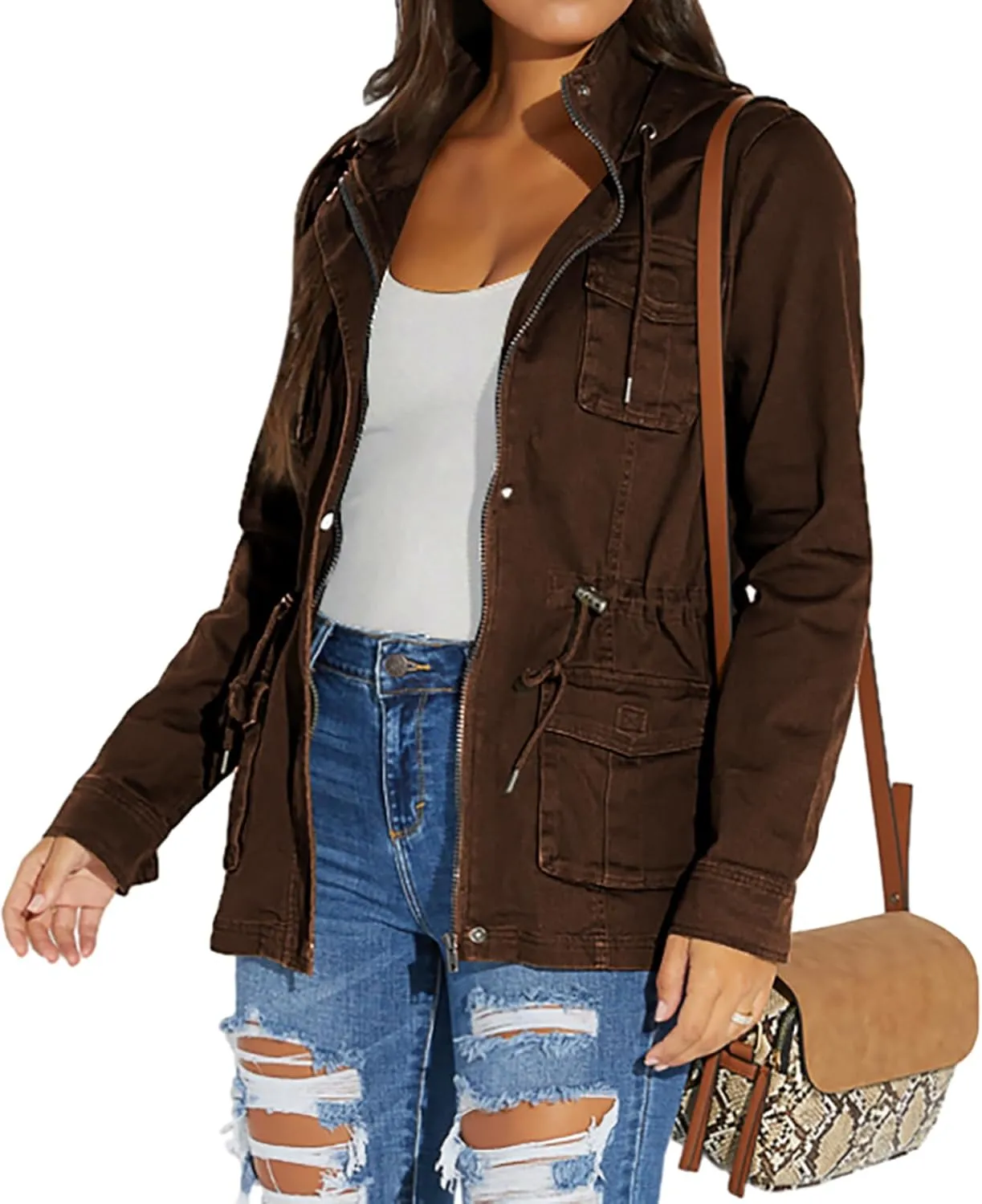 sexycherry Casual Jackets for Women Long Sleeve Lightweight Outwear Bomber Coats with Pockets