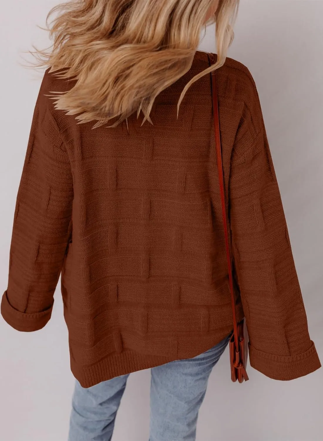 SHEWIN Women's Open Front Lightweight Cardigan Casual Long Sleeve Knit Loose Sweaters Outwear