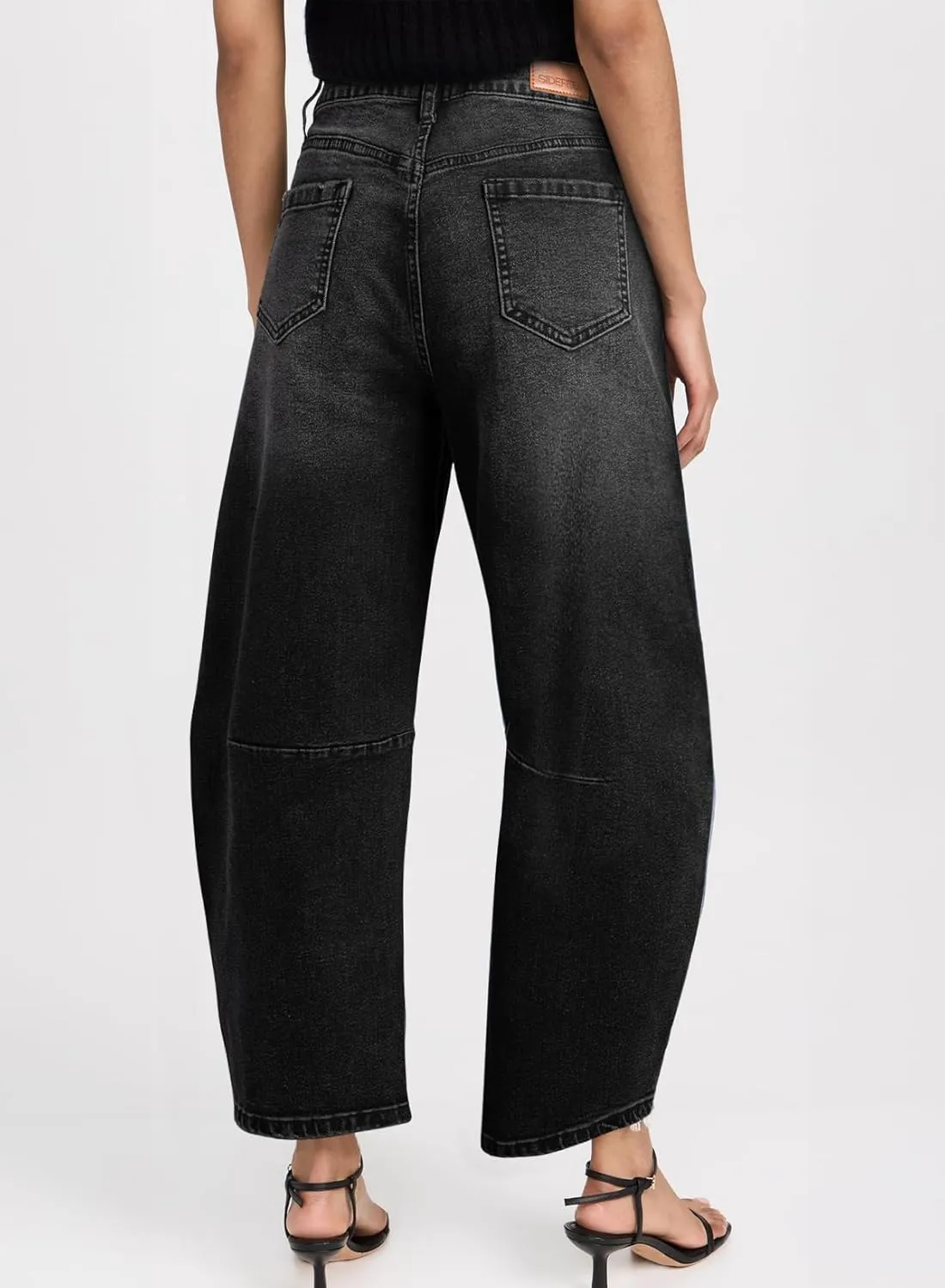 Sidefeel Women's Barrel Jeans Wide Leg Vintage Mid Rise Y2k Baggy Boyfriend Ankle Denim Pants