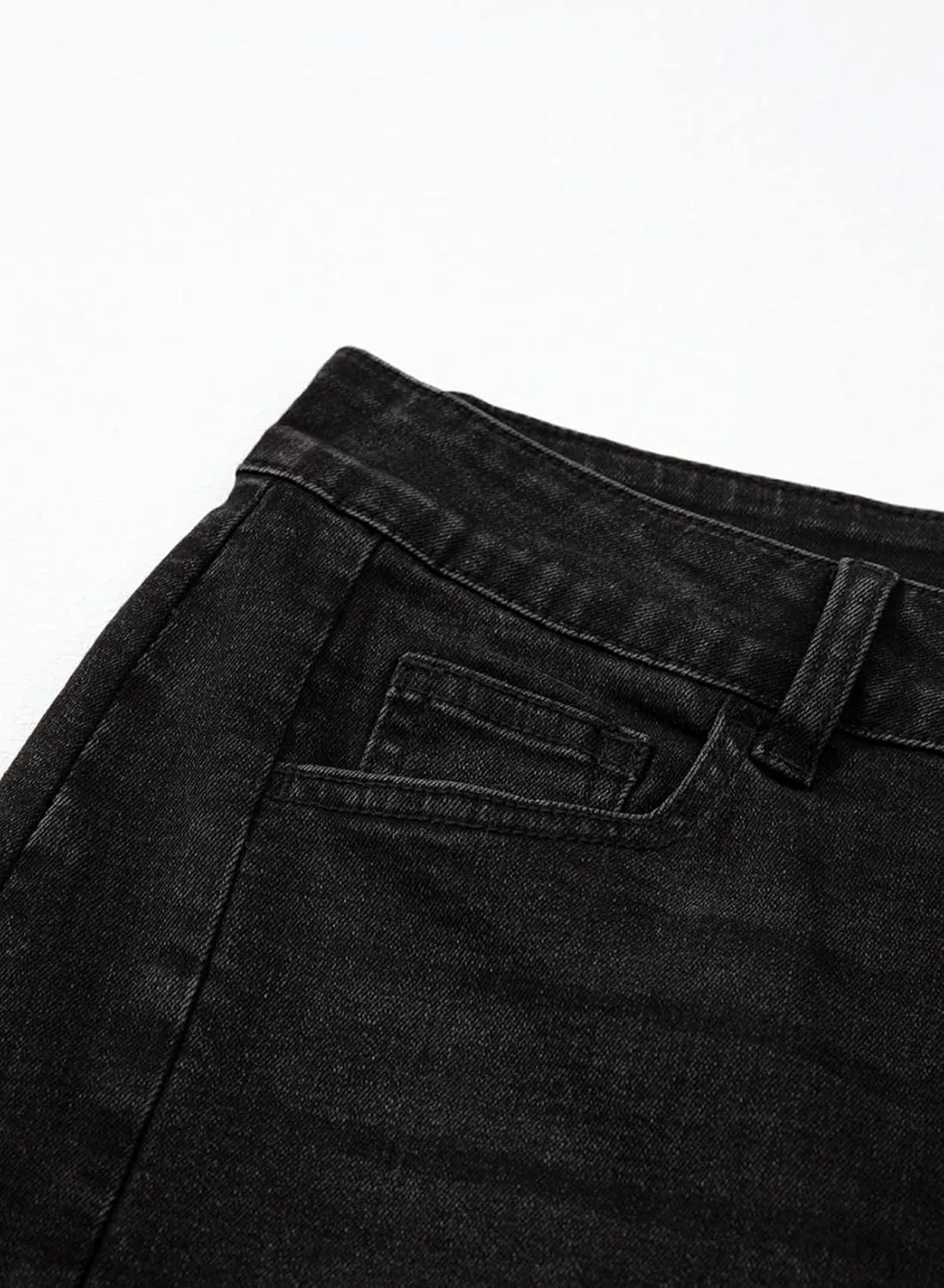 Sidefeel Women's Capri Jeans High Waisted Wide Leg Stretchy Raw Hem Side Seam Zimbaplatinum Denim Pants