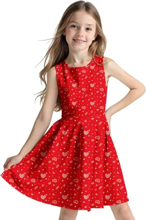 Sleeveless Summer Dress for Girls, Tropical Print Beach Vacation Sundress for Party and Birthday Gift