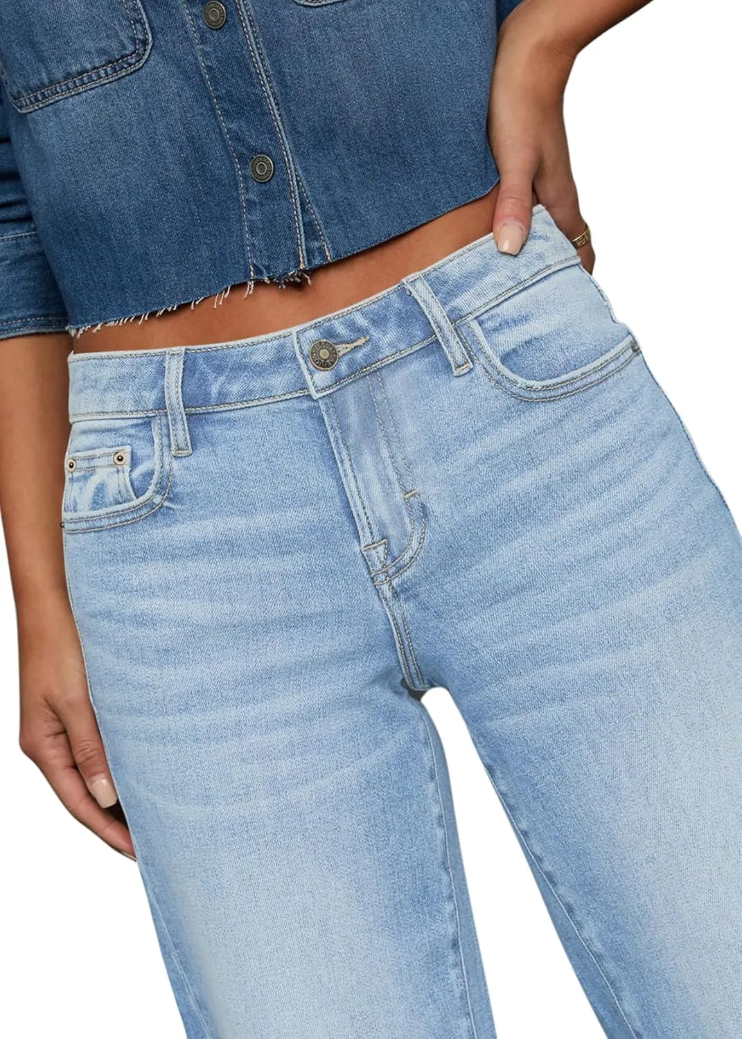 Straight Leg Jeans for Women Trendy High Waisted Cropped Boyfriend Mom Stretchy Frayed Hem Loose Wide Leg Baggy Pants