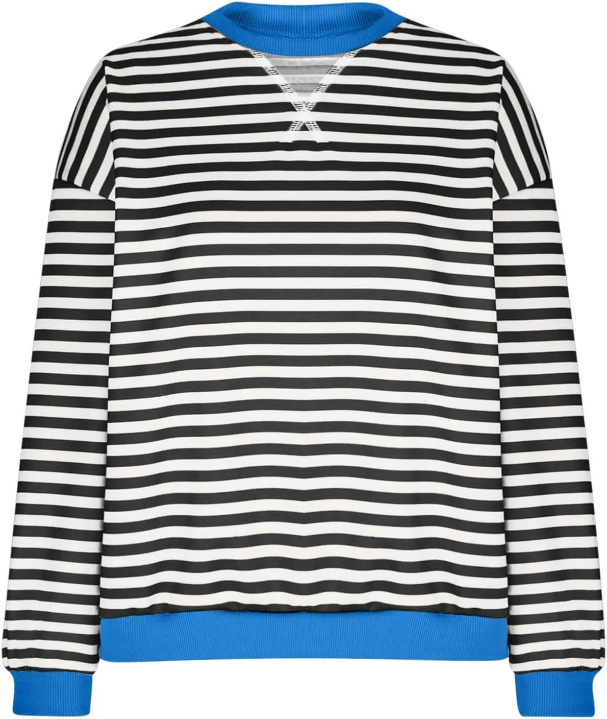 Sweat Shirt For Women 2024 Casual Crew Neck Long Sleeve Striped Pullover Tunic Quarter Aesthetic Trendy Tops
