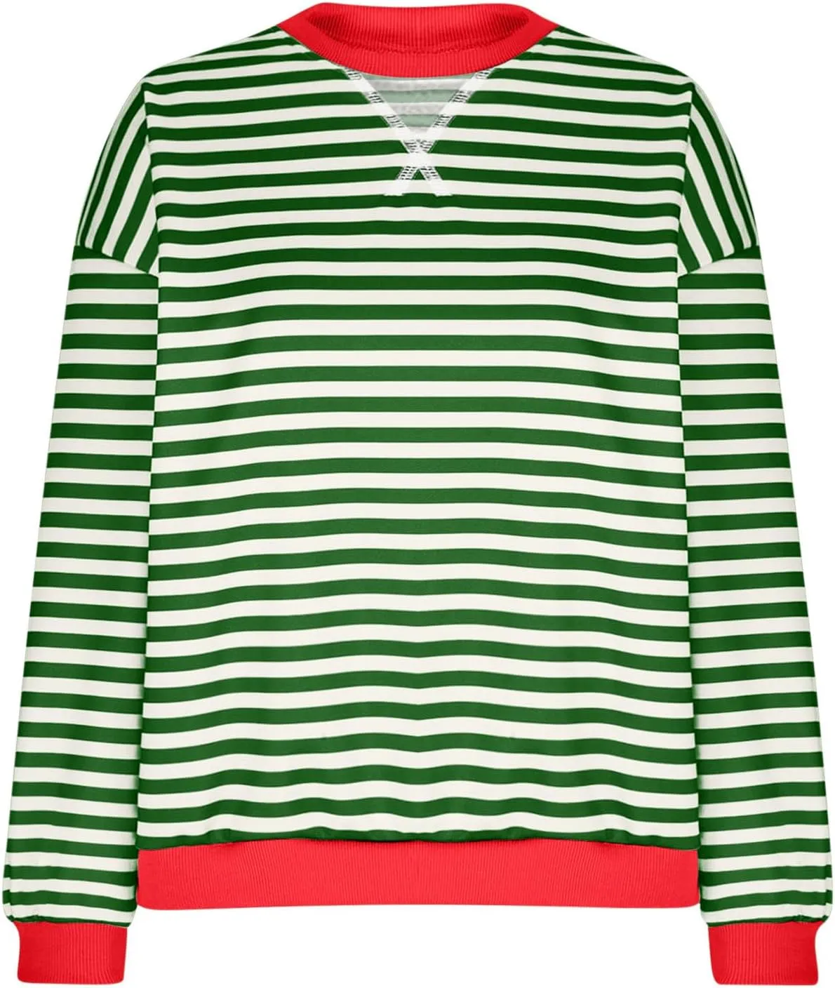 Sweat Shirt For Women 2024 Casual Crew Neck Long Sleeve Striped Pullover Tunic Quarter Aesthetic Trendy Tops