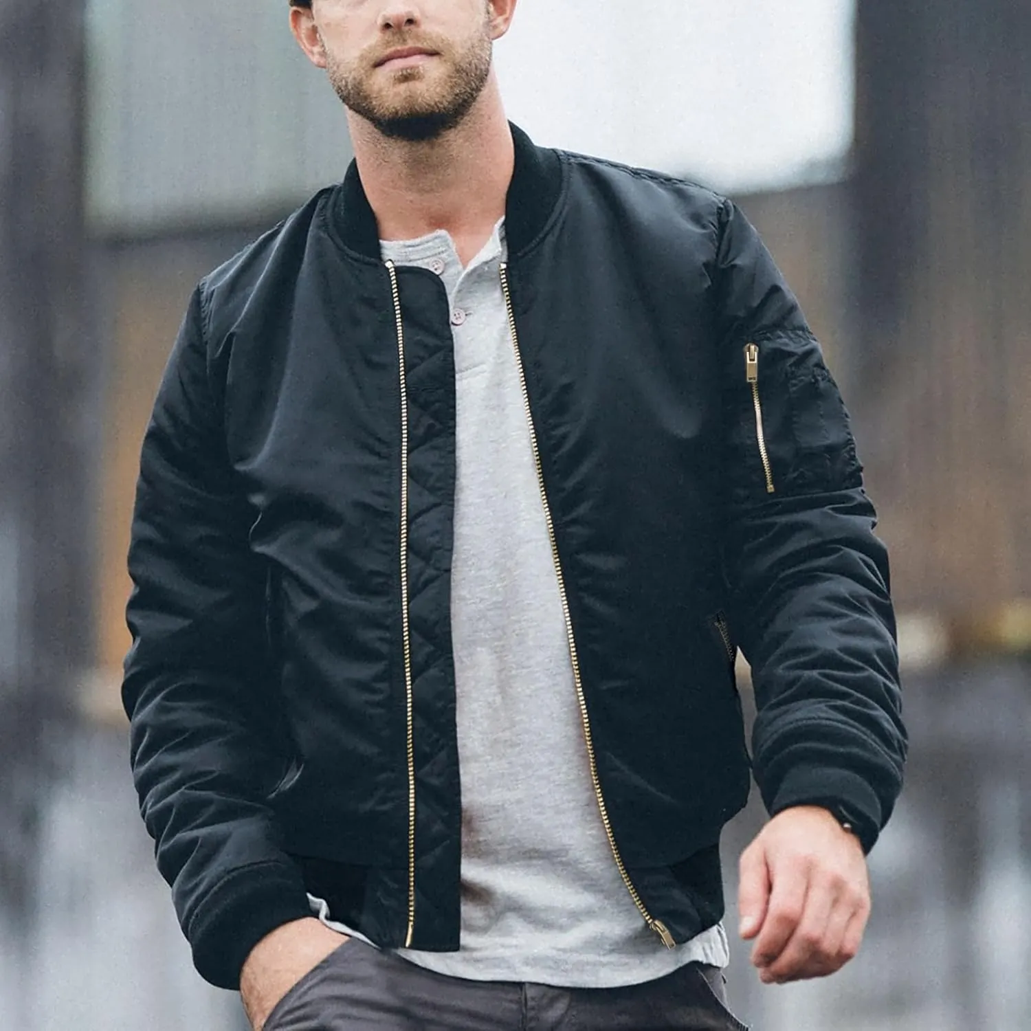 TACVASEN Men's Jackets-Bomber Jacket Fall Winter Warm Windbreaker Full Zip Casual Padded Coats