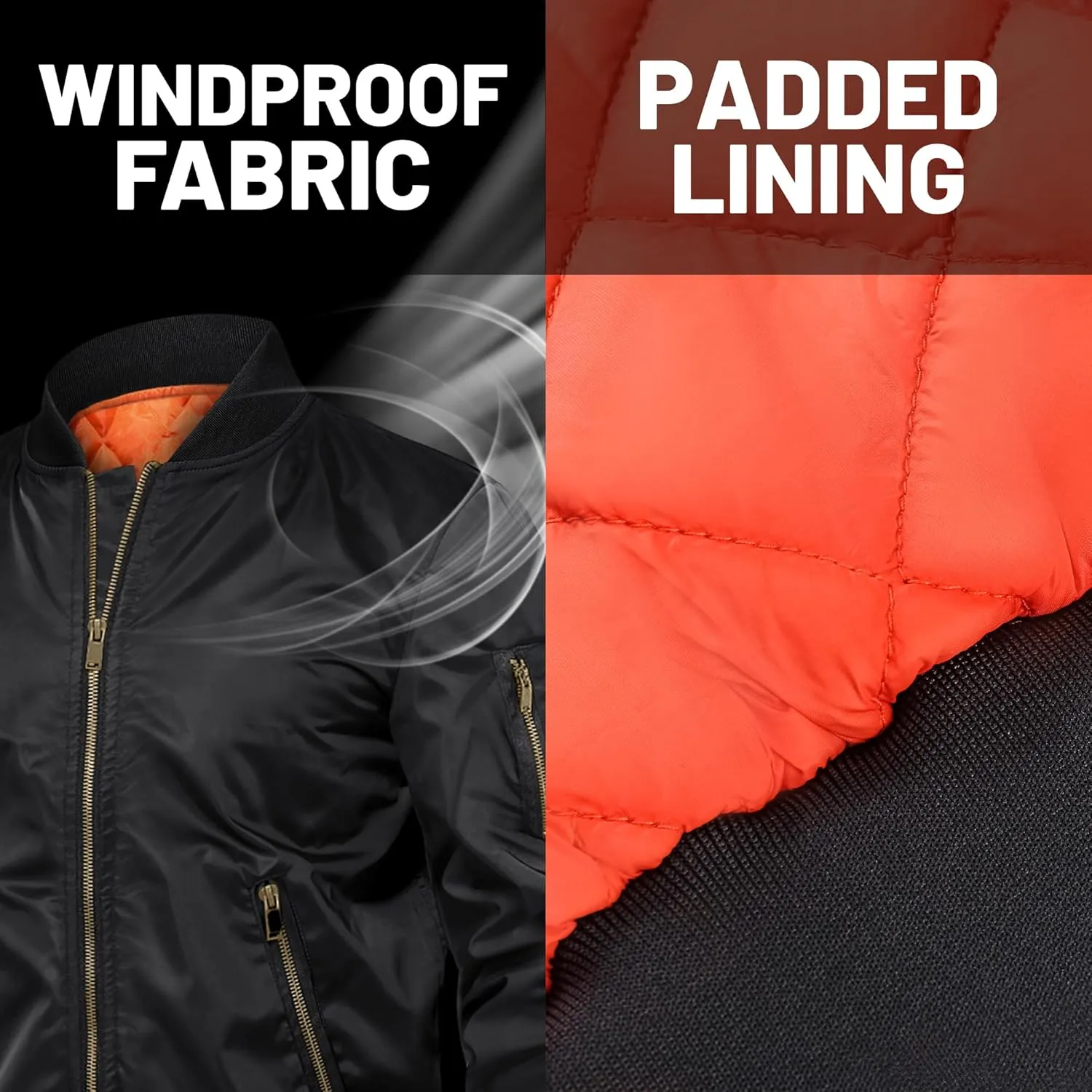 TACVASEN Men's Jackets-Bomber Jacket Fall Winter Warm Windbreaker Full Zip Casual Padded Coats