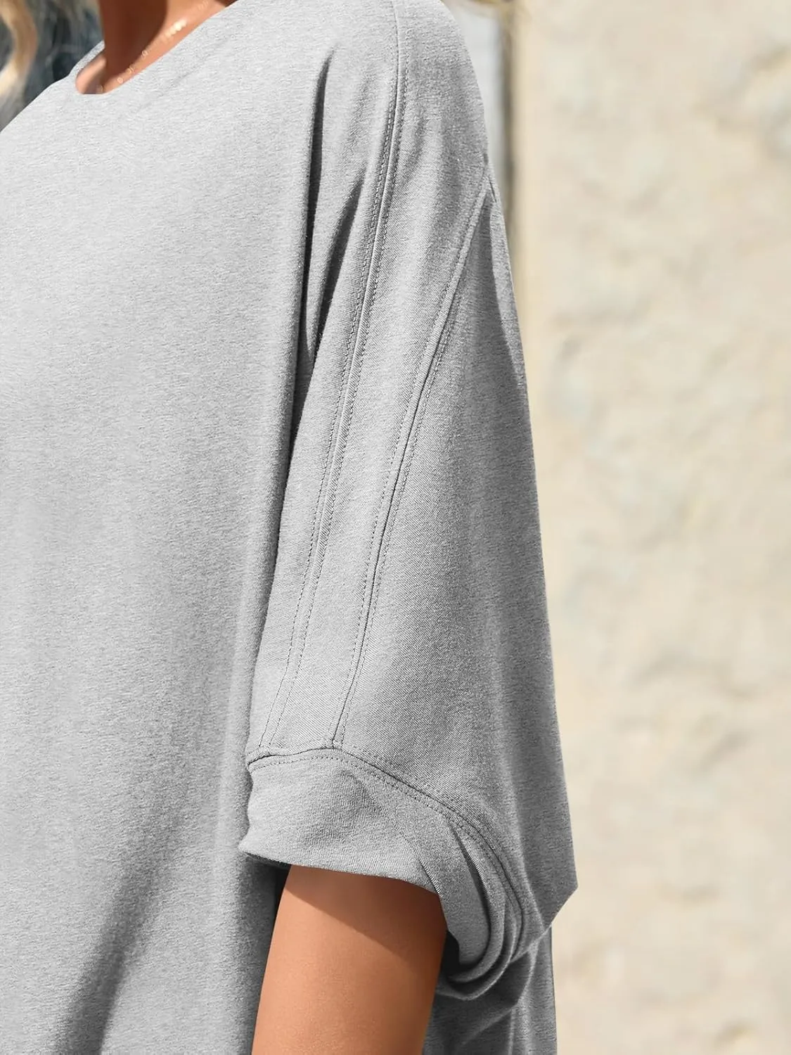 Tankaneo Womens Oversized Tshirts Batwing Short Sleeve Asymmetric Hem Tops Summer Casual Loose Fit Tunic Tee Shirts