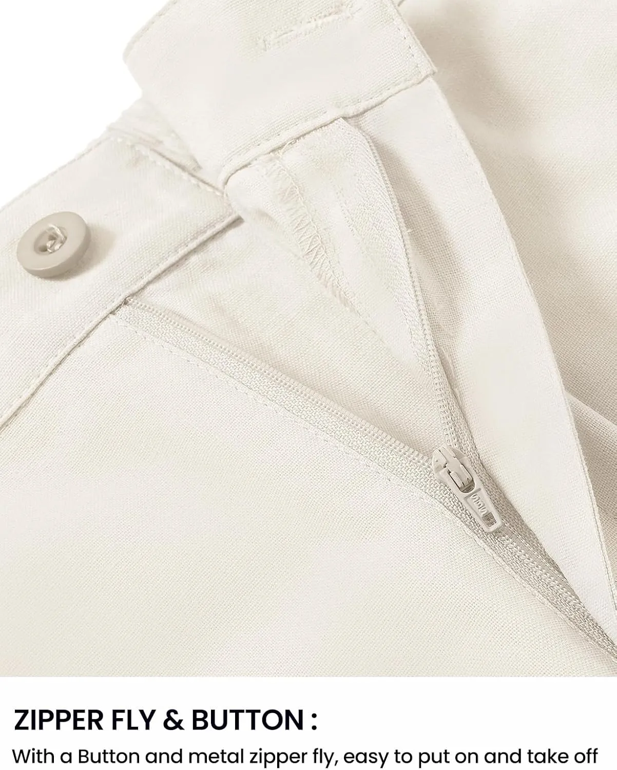 TBMPOY Mens Linen Pants Casual Lightweight Beach Summer Pants Elastic Waist Slim Fit Trousers