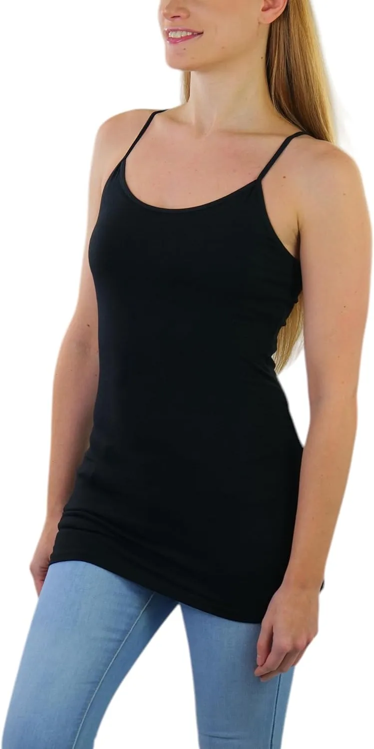 ToBeInStyle Women's Adjustable Spaghetti Strap Tunic Cami with Shelf Bra