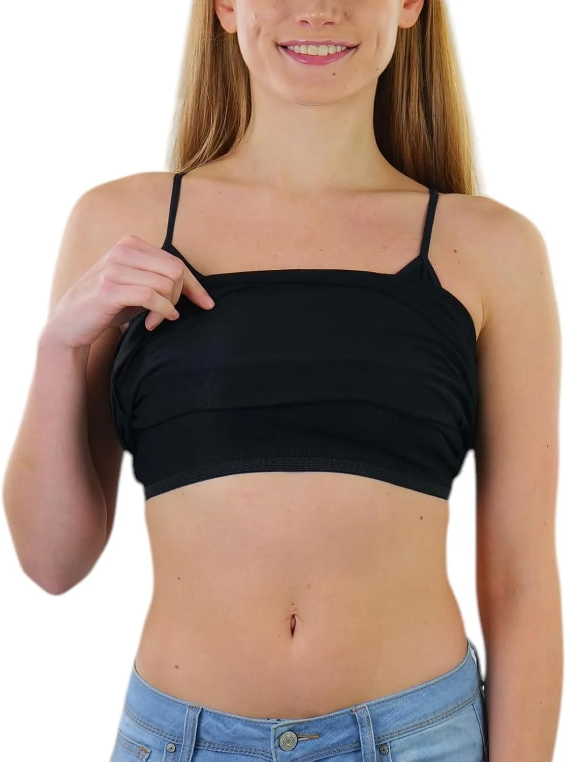 ToBeInStyle Women's Adjustable Spaghetti Strap Tunic Cami with Shelf Bra