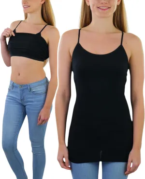 ToBeInStyle Women's Adjustable Spaghetti Strap Tunic Cami with Shelf Bra