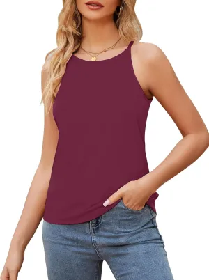 Trendy Camisole Tops for Women Hign Neck Tank Top Sleeveless Shirts Loose Fit Cami Tanks