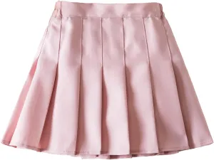 TTYAOVO Girl Skort Mini Flare Plain Pleated Skater Skirt Shool Uniform