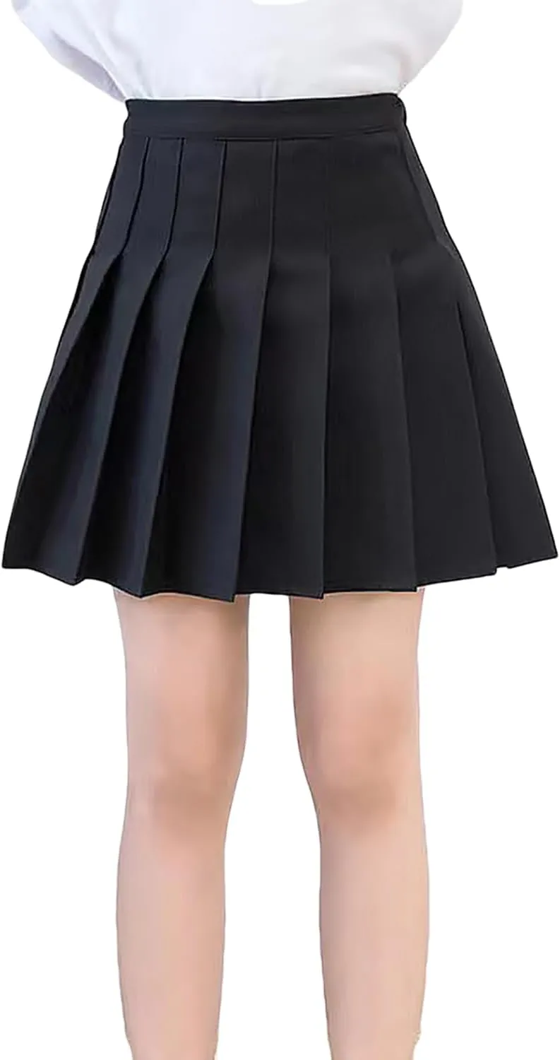 TTYAOVO Girl Skort Mini Flare Plain Pleated Skater Skirt Shool Uniform