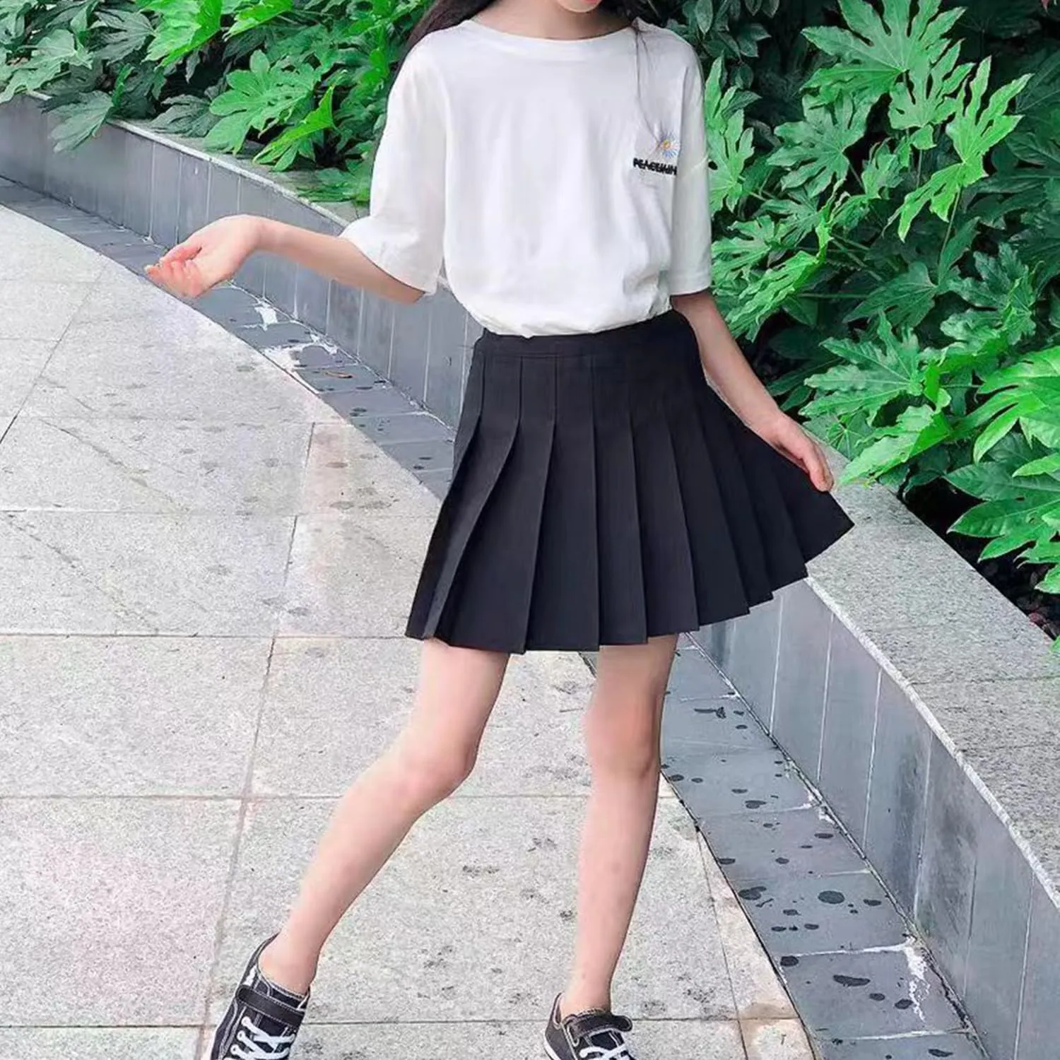 TTYAOVO Girl Skort Mini Flare Plain Pleated Skater Skirt Shool Uniform