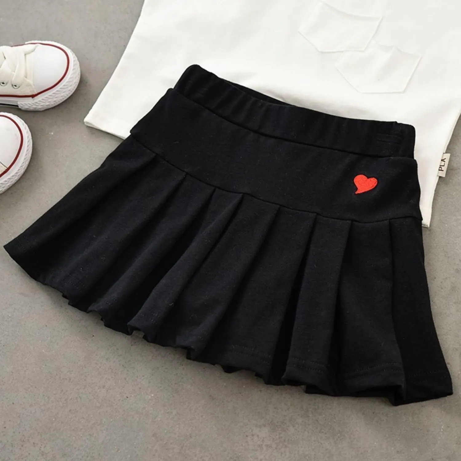 TTYAOVO Girl Skort Mini Flare Plain Pleated Skater Skirt Shool Uniform