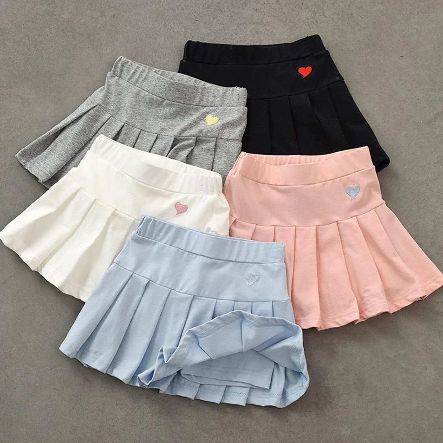 TTYAOVO Girl Skort Mini Flare Plain Pleated Skater Skirt Shool Uniform