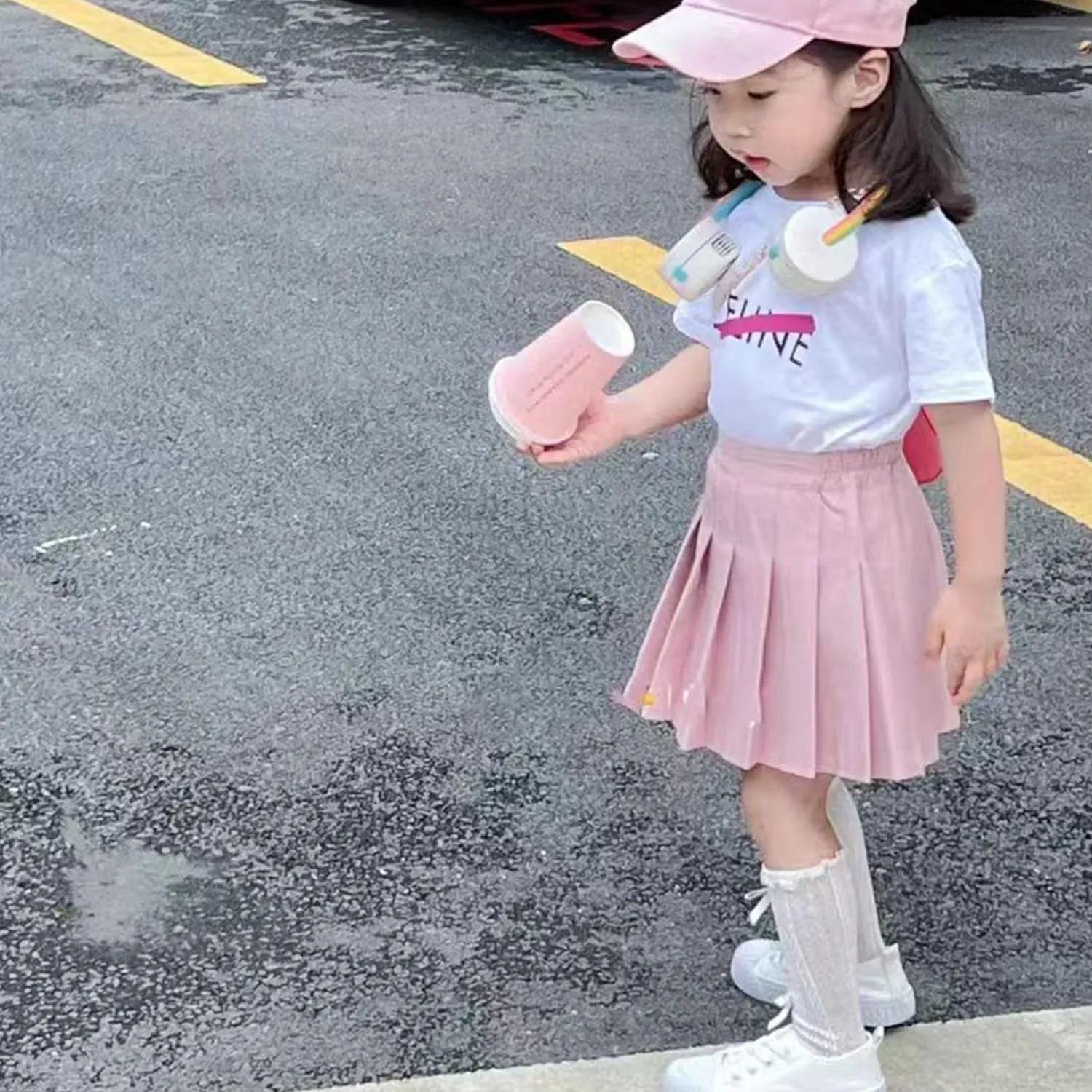 TTYAOVO Girl Skort Mini Flare Plain Pleated Skater Skirt Shool Uniform