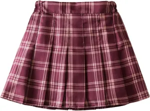 TTYAOVO Girl Skort Mini Flare Plain Pleated Skater Skirt Shool Uniform