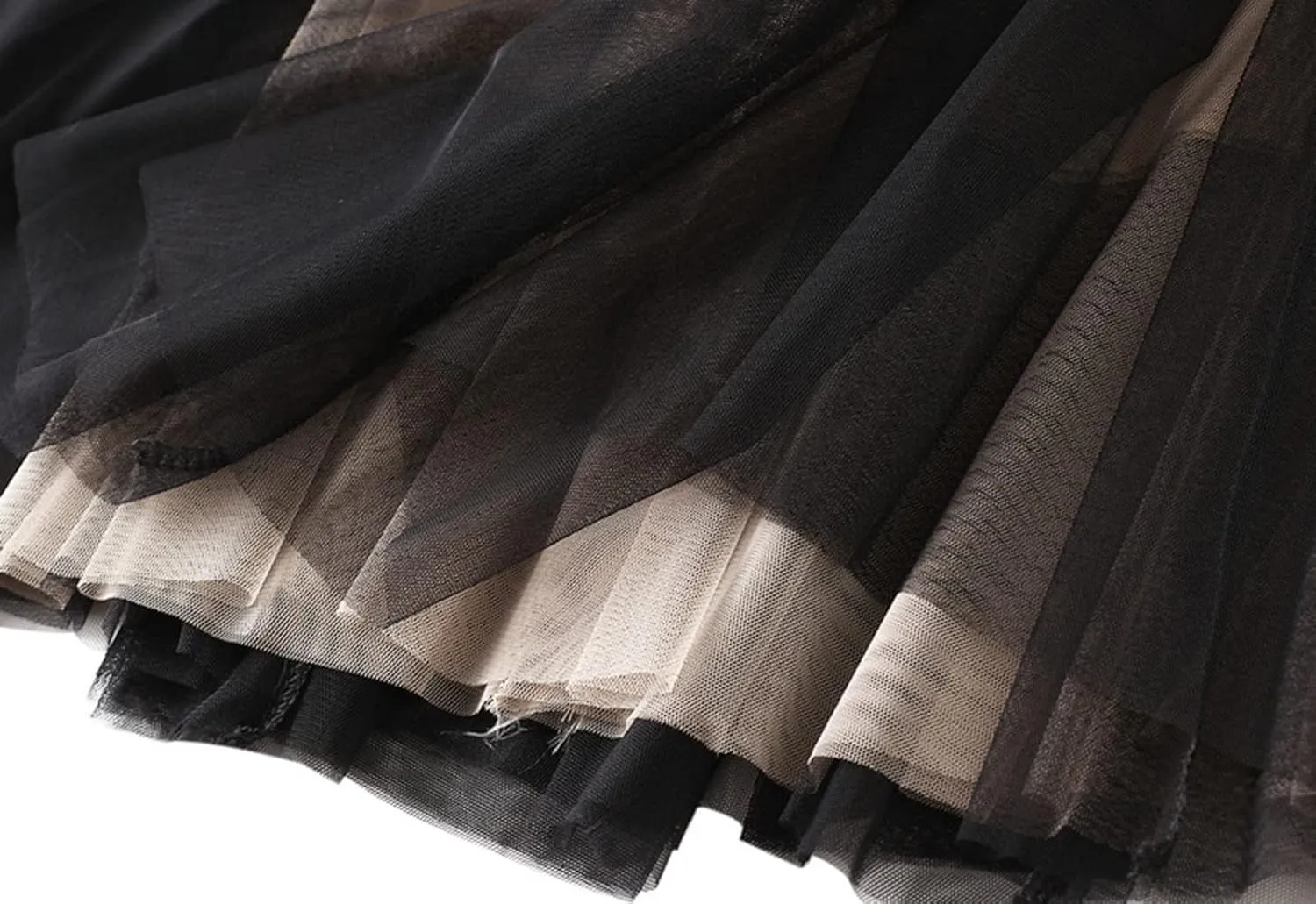Tulle Skirts for Women, High Waist Double-Layered Mesh Pleated Midi Skirts