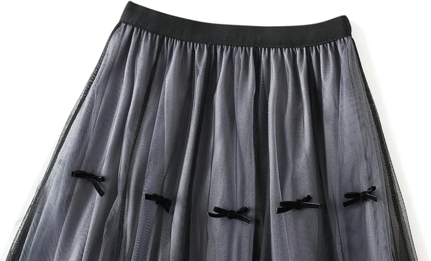 Tulle Skirts for Women, High Waist Double-Layered Mesh Pleated Midi Skirts